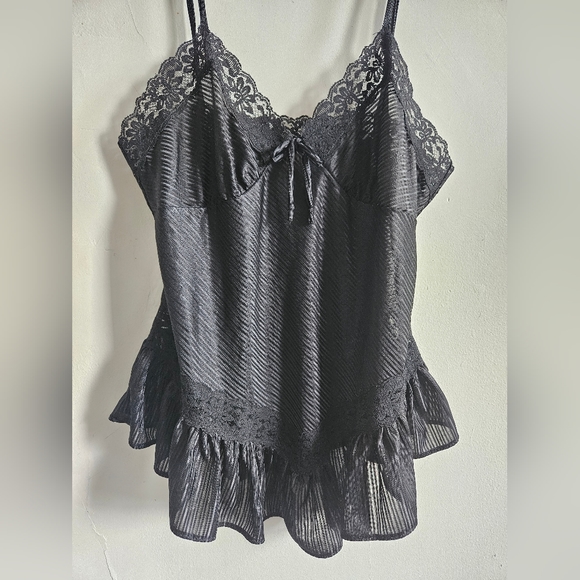 Vintage 70s Molyclaire Lingerie Black Lace Bow Tutu Bottom Cute Flare Small sml - Picture 2 of 6